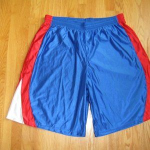 TEAMWORK MEN'S SIZE 2XL SHORTS KNIT ROYAL BLUE, RED & WHITE ATHLETIC, BASKETBALL